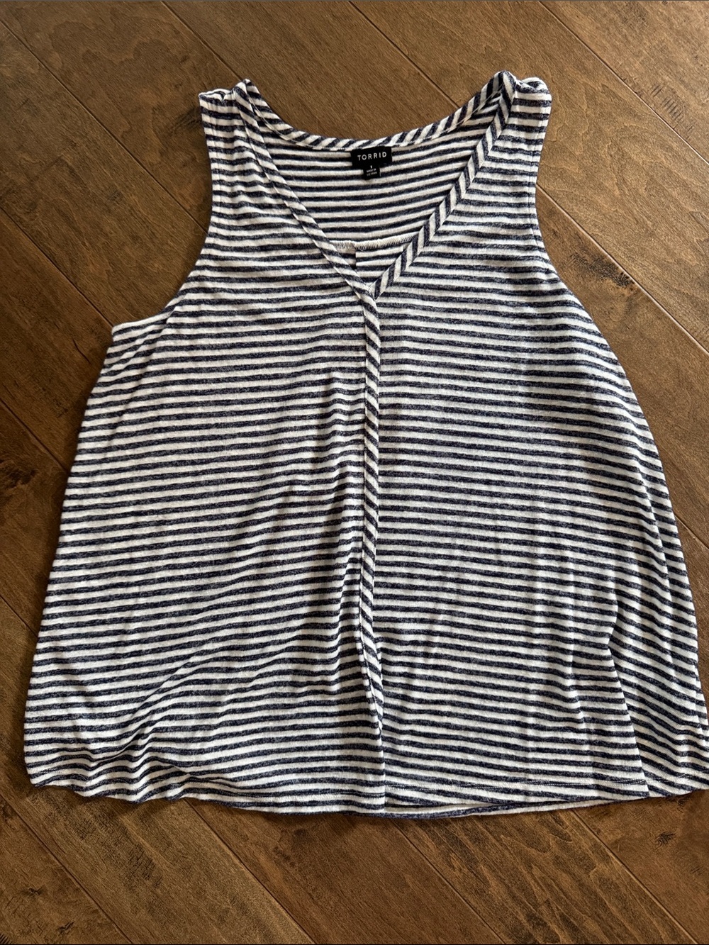 torrid Navy & White Striped V-Neck Tank Top
